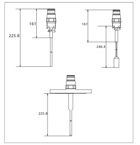 FLT91001 Guided Wave Radar Level Transmitter rod probe kit physical specifications and dimensions