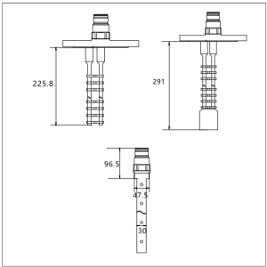 FLT91002 Guided Wave Radar Level Transmitter dual-rod coaxial probe kit physical specifications and dimensions