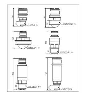 FLT9200BL Radar Level Meter sanitary antenna kit physical specifications and dimensions