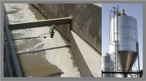 MonoScan mono-block ultrasonic level sensor installed for open channel flow monitoring and grain silo level measurement in outdoor environments