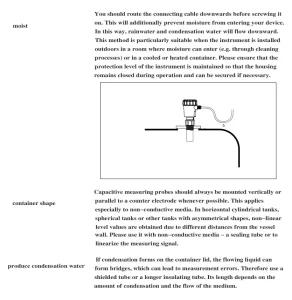 SLDL2110 ultrasonic level indicator installation guide for moisture protection and correct cable routing
