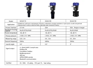 SLDL2130 Pulsar Ultrasonic Level Transmitter technical specification table