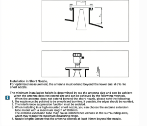 SLDL5228 high temperature high pressure radar level meter installation in vessel free space, antenna perpendicular to medium surface